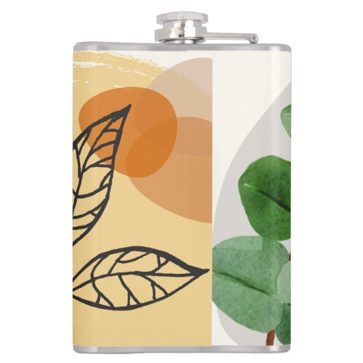 Botanisch Boho Groen Sinaasappel Heupfles (Achterkant)