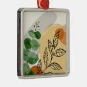 Botanisch Boho Groen Sinaasappel Metalen Ornament (Rechts)