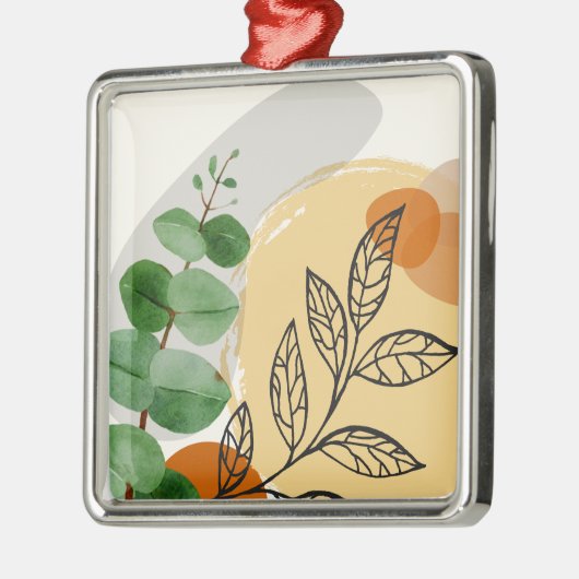 Botanisch Boho Groen Sinaasappel Metalen Ornament (Links)