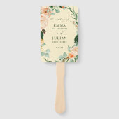 Botanisch Boho Groene Gele Trouwprogramma Handwaaier (Voorkant)