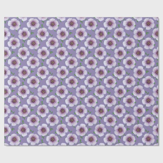 Botanisch Bord Blauw Geranium Bloem op elke Kleur Cadeaupapier (Vlak)