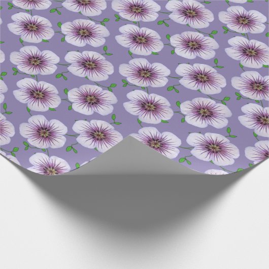 Botanisch Bord Blauw Geranium Bloem op elke Kleur Cadeaupapier (Hoek)