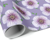 Botanisch Bord Blauw Geranium Bloem op elke Kleur Cadeaupapier (Rol Hoek)