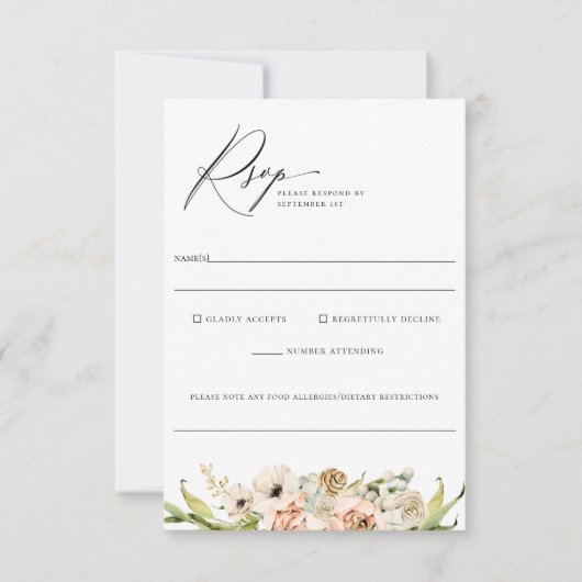 Botanisch bos Floral Wedding Food Allergy Rsvp (Voorkant)
