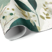 Botanisch bosblad wit bloempatroon cadeaupapier (Rol Hoek)