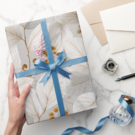 Botanisch bosblad wit bloempatroon cadeaupapier