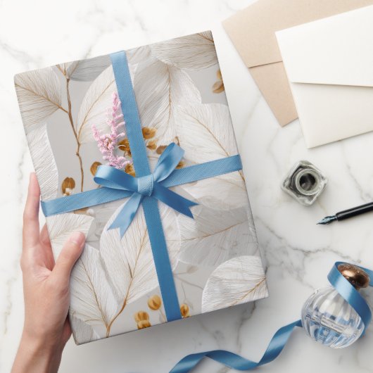 Botanisch bosblad wit bloempatroon cadeaupapier (Geschenken)