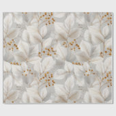 Botanisch bosblad wit bloempatroon cadeaupapier (Vlak)