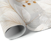 Botanisch bosblad wit bloempatroon cadeaupapier (Rol Hoek)