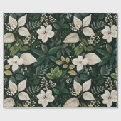 Botanisch bosblad wit bloempatroon cadeaupapier (Vlak)