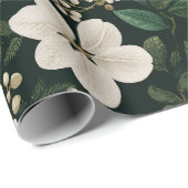 Botanisch bosblad wit bloempatroon cadeaupapier (Rol Hoek)
