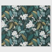 Botanisch bosblad wit bloempatroon cadeaupapier (Vlak)