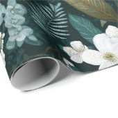 Botanisch bosblad wit bloempatroon cadeaupapier (Rol Hoek)