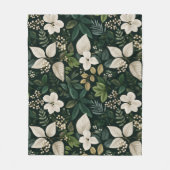 Botanisch bosblad wit bloempatroon fleece deken (Voorkant)