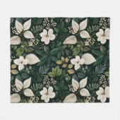 Botanisch bosblad wit bloempatroon fleece deken (Voorkant (Horizontaal))