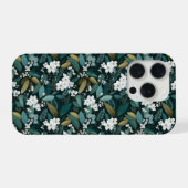 Botanisch bosblad wit bloempatroon iPhone hoesje (Achterkant horizontaal)