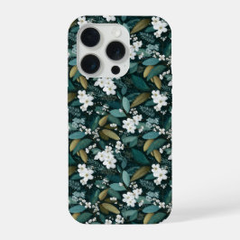 Botanisch bosblad wit bloempatroon iPhone 15 pro case