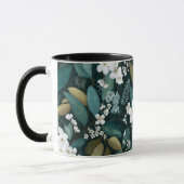 Botanisch bosblad wit bloempatroon mok (Links)