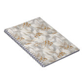 Botanisch bosblad wit bloempatroon notitieboek (Rechterzijde)