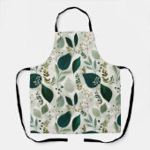 Botanisch bosblad wit bloempatroon schort (Voorkant)