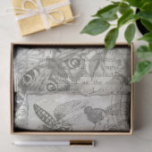  Botanisch Butterfly Script zwart-wit Tissuepapier (Geschenk)