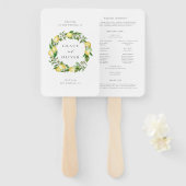 Botanisch citroen en groen huwelijksprogramma handwaaier (Voorkant en achterkant)