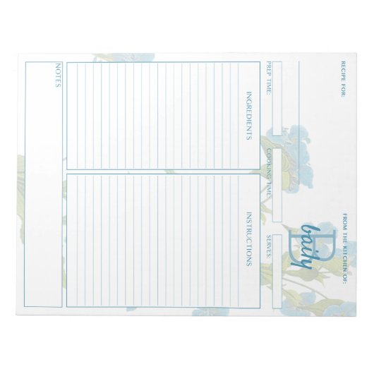 Botanisch Commelina  Recipe Notitieblok (Voorkant)