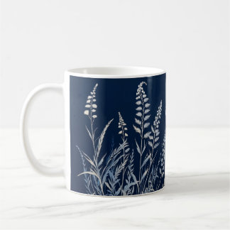 Botanisch cyanotype blauw wit gepersonaliseerd koffiemok