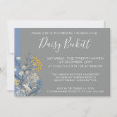 Botanisch Daisy Geel & Navy Blue Vrijgezellenfeest Kaart (Voorkant)