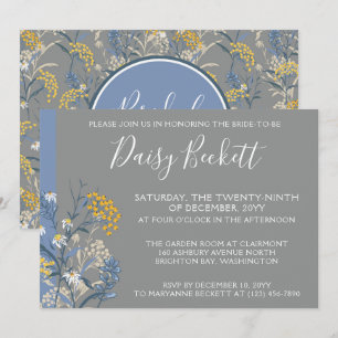 Botanisch Daisy Geel & Navy Blue Vrijgezellenfeest Kaart