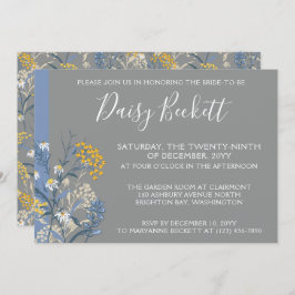 Botanisch Daisy Geel & Navy Blue Vrijgezellenfeest Kaart