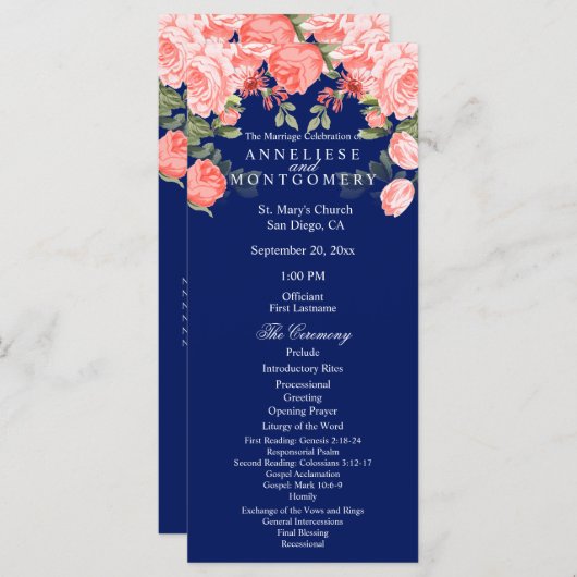 Botanisch donkerblauw en koraalbloem - Programma Programmakaart (Voorkant / Achterkant)