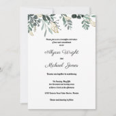 Botanisch donkergroen goud verlaat land bruiloft kaart (Voorkant)