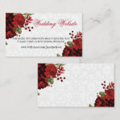 Botanisch donkerrood flessenontwerp - Weddenschap- Informatiekaartje (Voorkant / Achterkant)