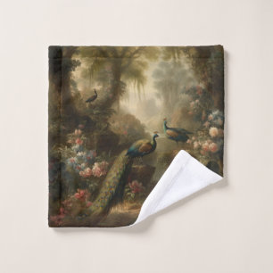 Botanisch: drie pauwen in Engelse tuin Bad Handdoek