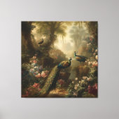 Botanisch: drie pauwen in Engelse tuin Canvas Afdruk (Voorkant)