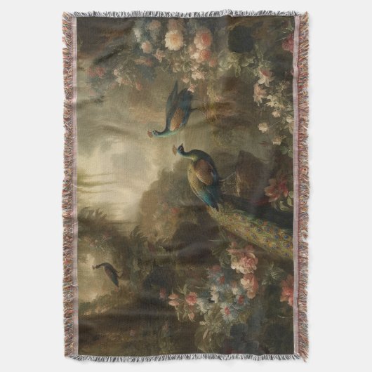 Botanisch: drie pauwen in Engelse tuin Deken (Voorkant Verticaal)