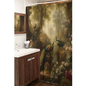 Botanisch: drie pauwen in Engelse tuin Douchegordijn