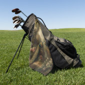 Botanisch: drie pauwen in Engelse tuin Golfhanddoek (Groen)