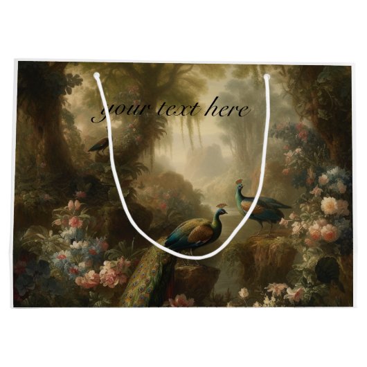 Botanisch: drie pauwen in Engelse tuin Groot Cadeauzakje (Achterkant)