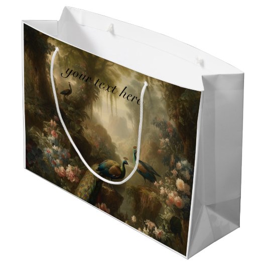 Botanisch: drie pauwen in Engelse tuin Groot Cadeauzakje (Achterkant Gekanteld)