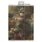 Botanisch: drie pauwen in Engelse tuin Heupfles (Achterkant)