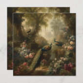 Botanisch: drie pauwen in Engelse tuin  Kaart (Voorkant / Achterkant)