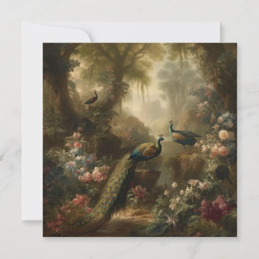 Botanisch: drie pauwen in Engelse tuin  Kaart (Voorkant)