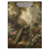 Botanisch: drie pauwen in Engelse tuin Klembord (Voorkant)