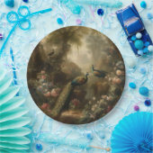 Botanisch: drie pauwen in Engelse tuin Papieren Bordje (Feest)