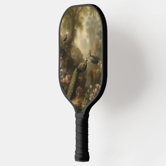 Botanisch: drie pauwen in Engelse tuin Pickleball Paddle (Links)