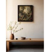 Botanisch: drie pauwen in Engelse tuin Poster