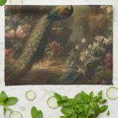 Botanisch: drie pauwen in Engelse tuin Theedoek (Gevouwen)