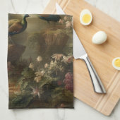 Botanisch: drie pauwen in Engelse tuin Theedoek (Quarter Fold)